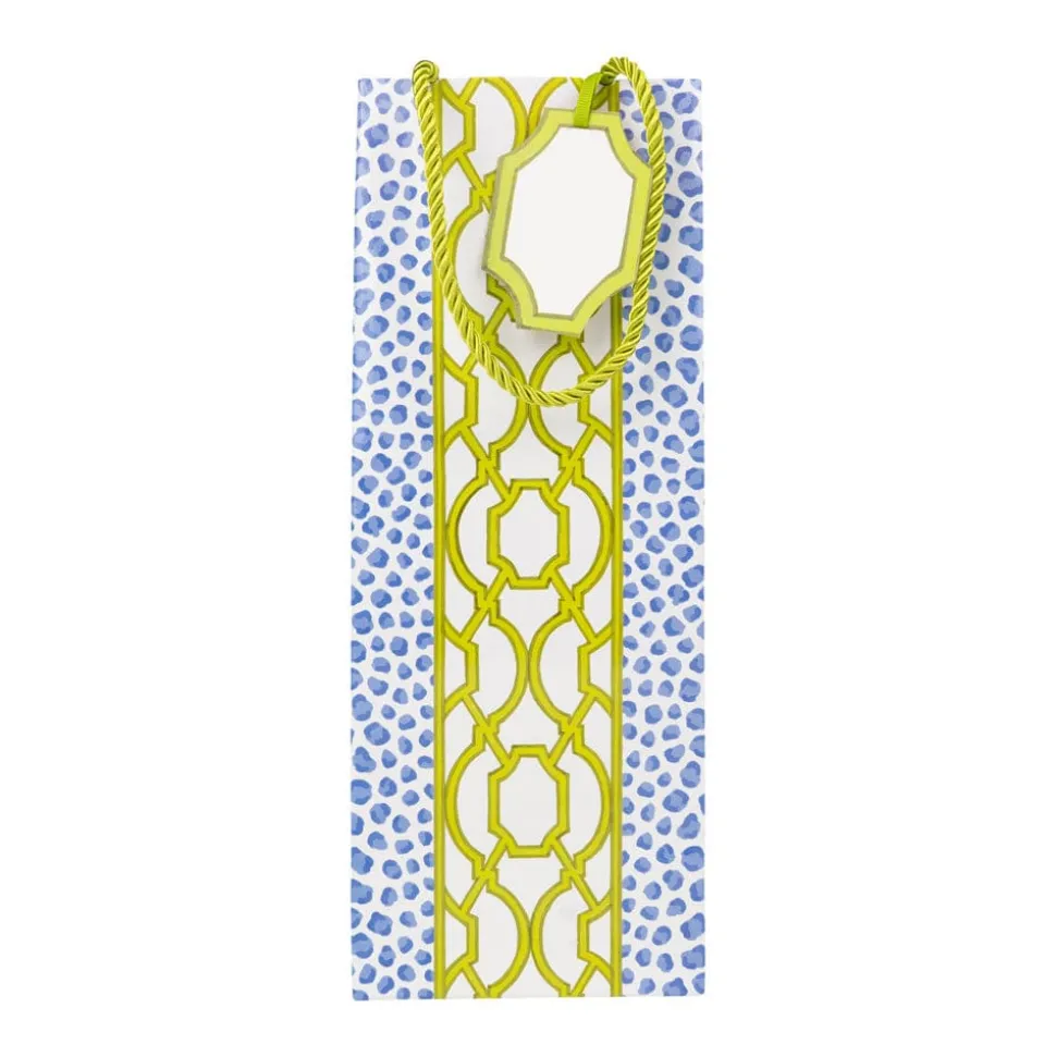Knots And Spots Blue & Green Wine & Bottle Gift Bags - One Gift Bag Included