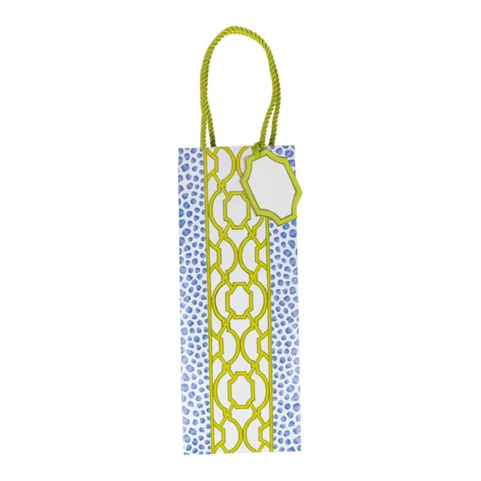 Knots And Spots Blue & Green Wine & Bottle Gift Bags - One Gift Bag Included