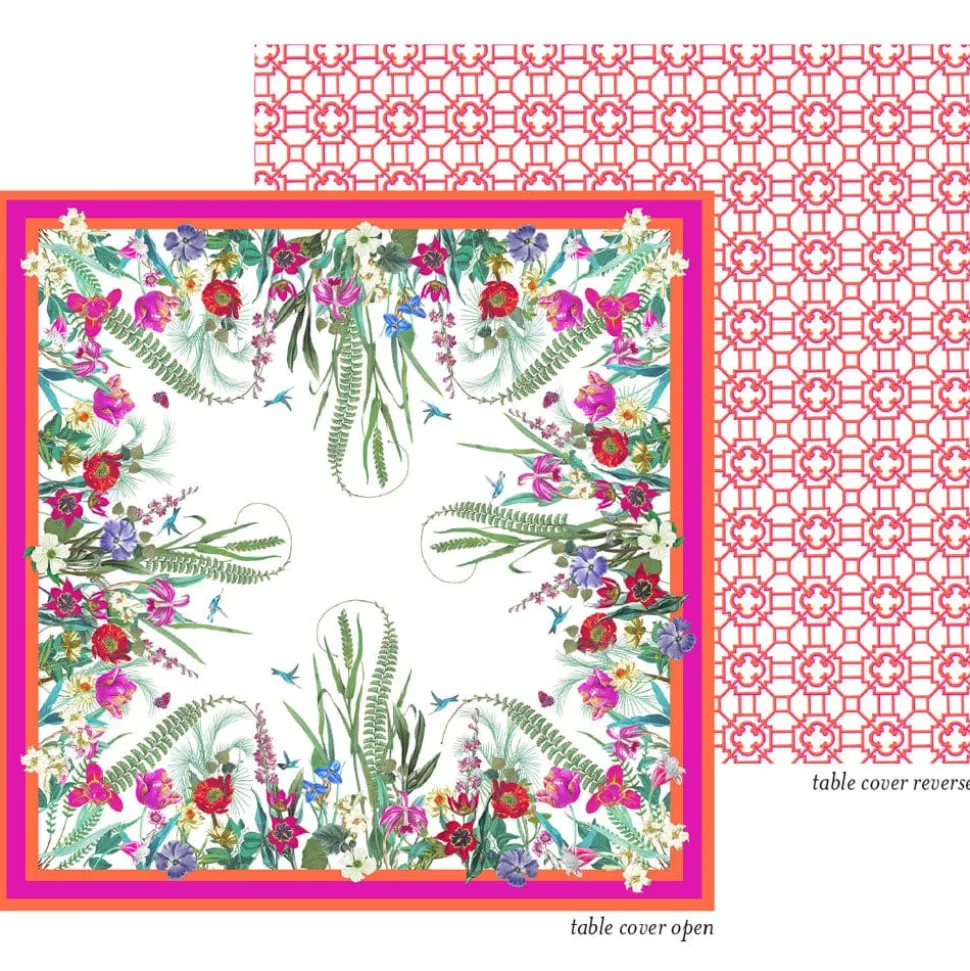 La Dolce Vita Kantha Quilt Fuchsia & Orange Table Covers - 1 Table Cover