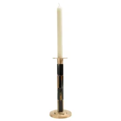 Large Brass & Horn Candlestick - 1 Each