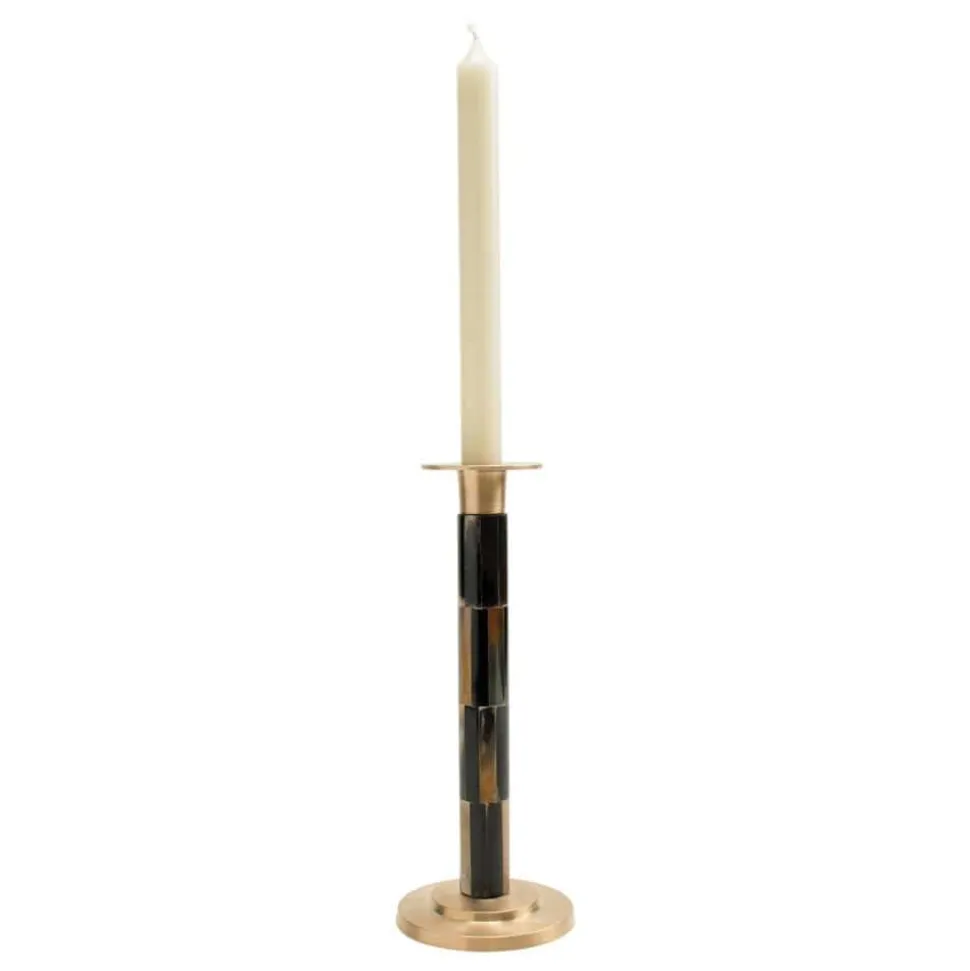 Large Brass & Horn Candlestick - 1 Each