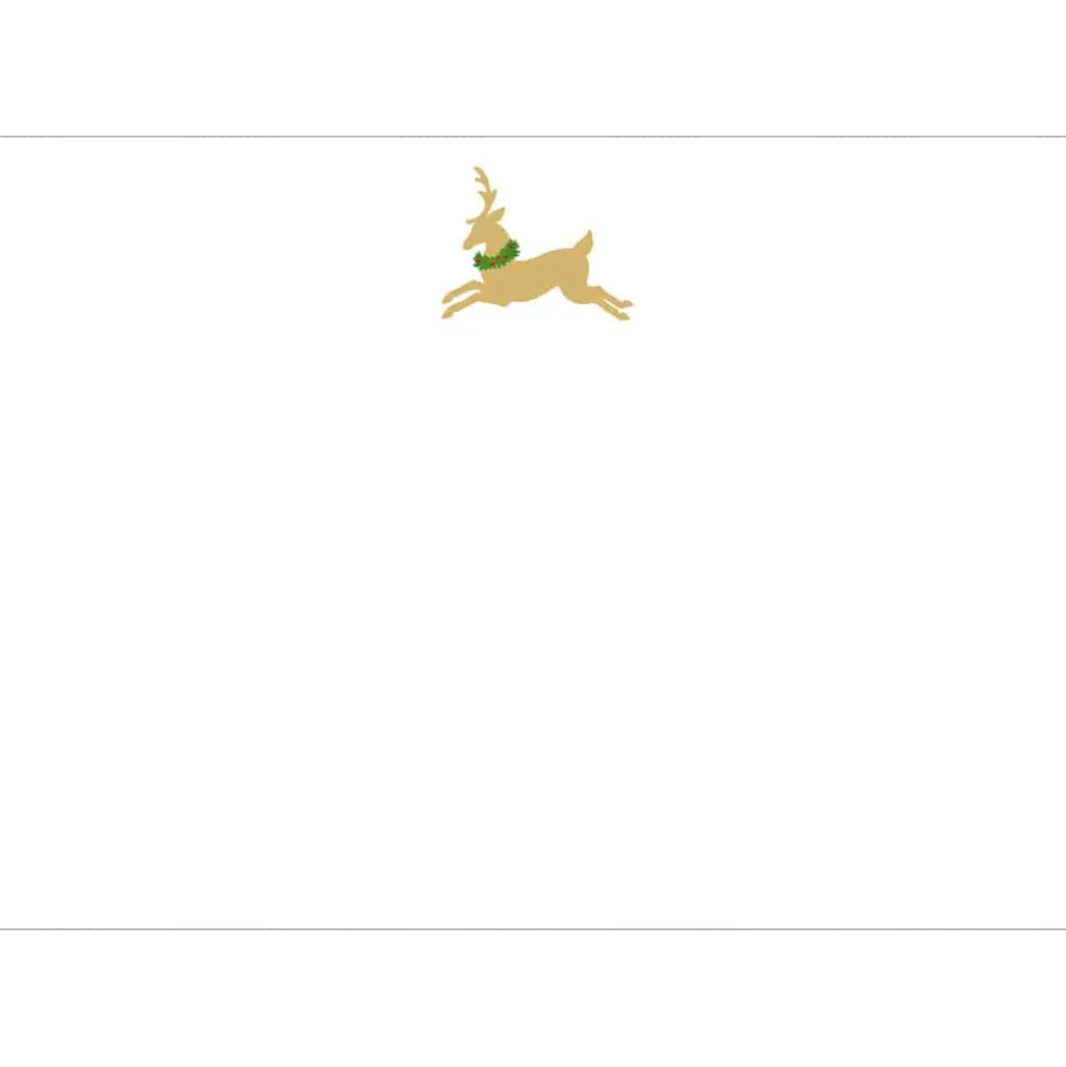 Leaping Reindeer Foil Correspondence Cards - 20 Card & Envelopes