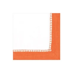 Linen Border Paper Cocktail Napkins in Coral - 20 Per Package