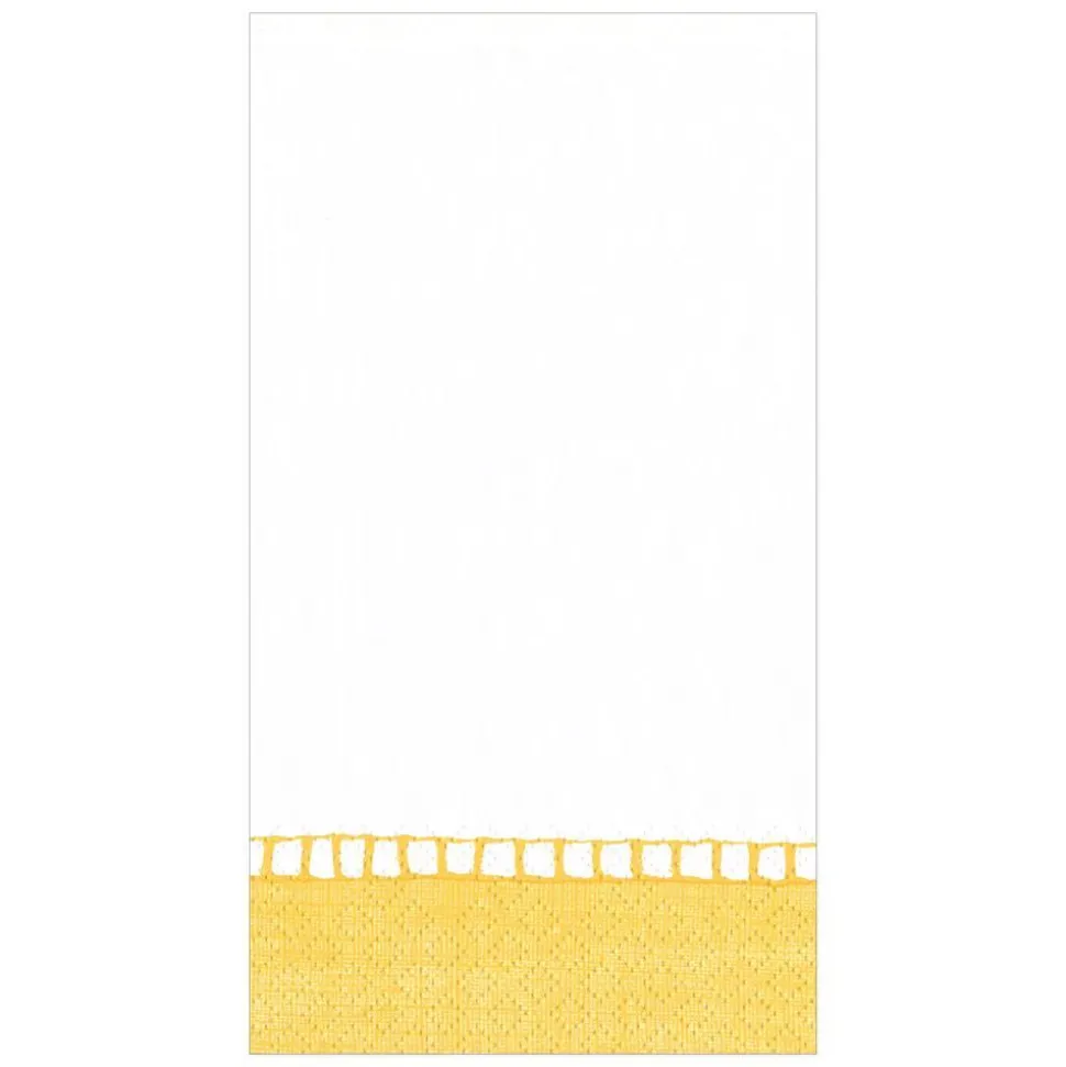 Linen Border Paper Guest Towel Napkins in Yellow - 15 Per Package