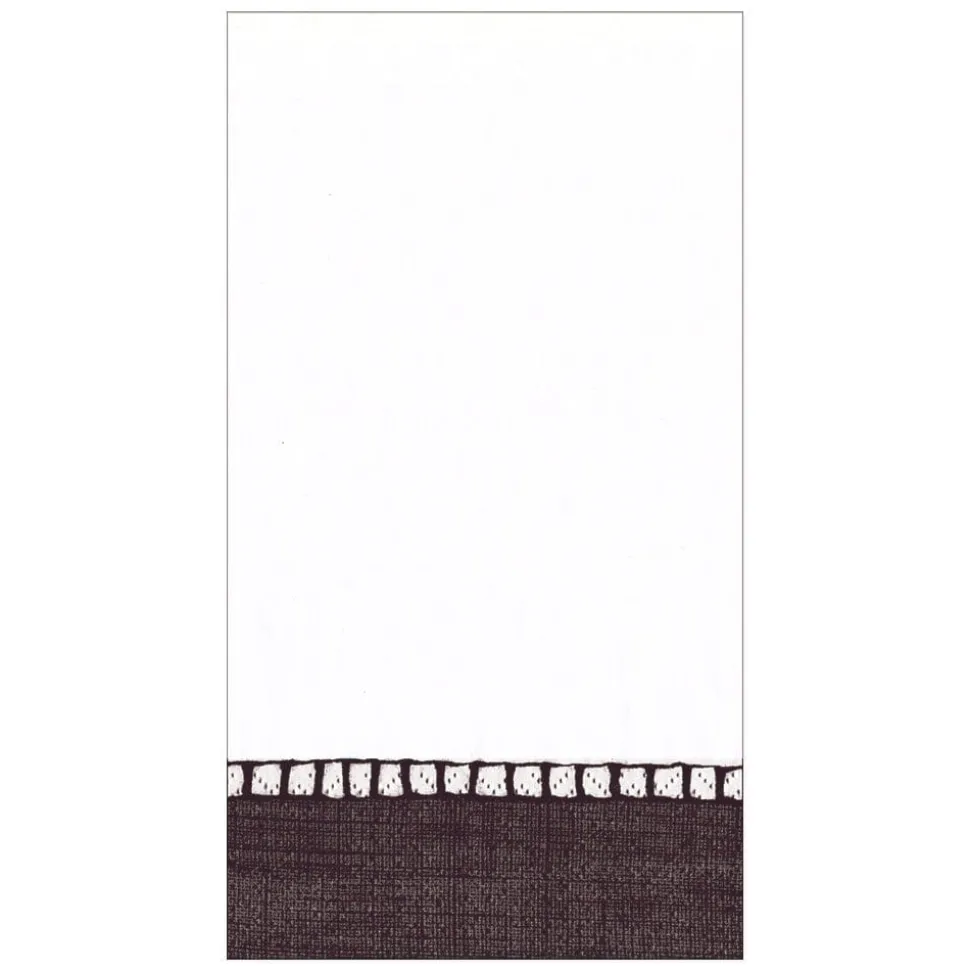 Linen Border Paper Guest Towel Napkins in Black - 15 Per Package