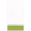 Linen Border Paper Guest Towel Napkins in Green - 15 Per Package