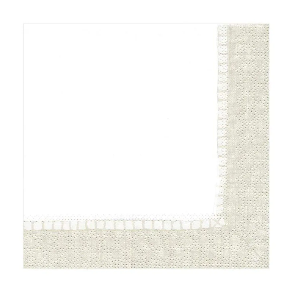 Linen Border Paper Luncheon Napkins in Natural - 20 Per Package