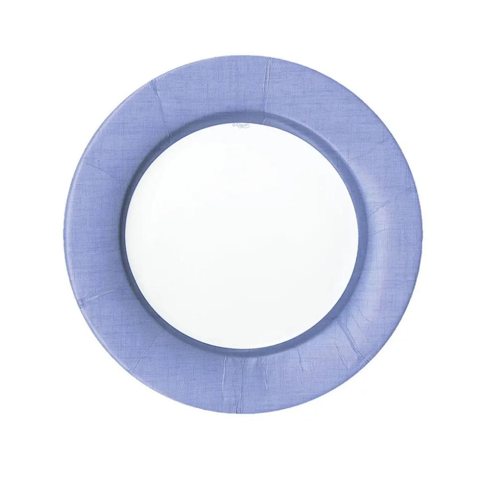 Linen Border Paper Salad & Dessert Plates in Lavender - 8 Per Package