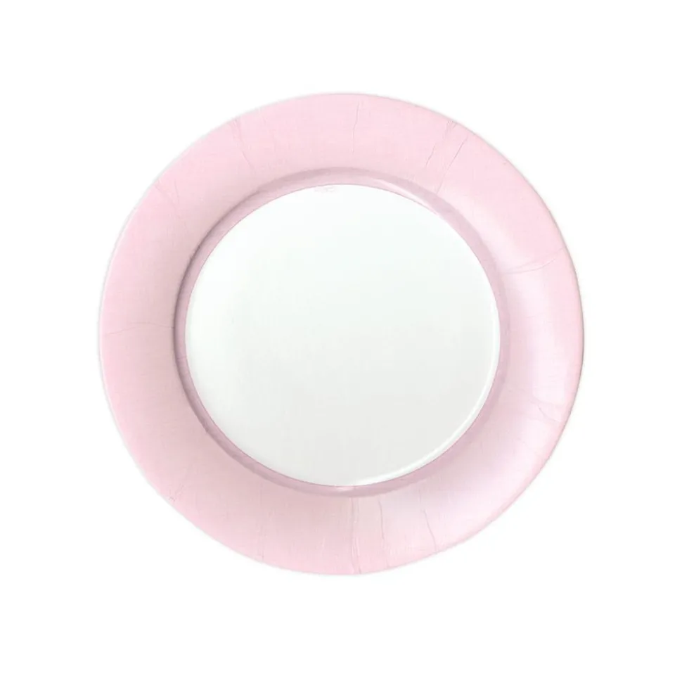 Linen Border Paper Salad & Dessert Plates in Petal Pink - 8 Per Package