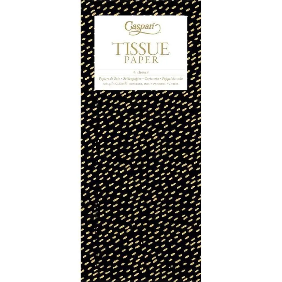 Little Dash Tissue Paper in Black & Gold - 4 Sheets Included