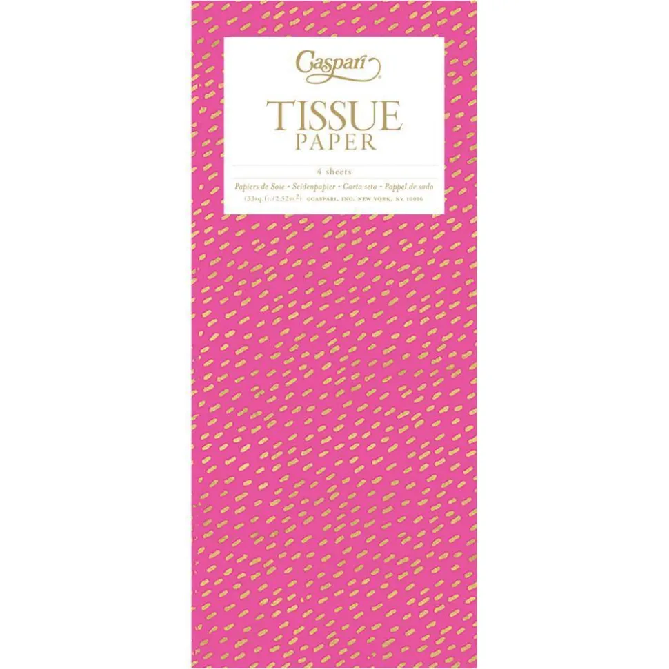 Little Dash Tissue Paper in Fuchsia & Gold - 4 Sheets Included