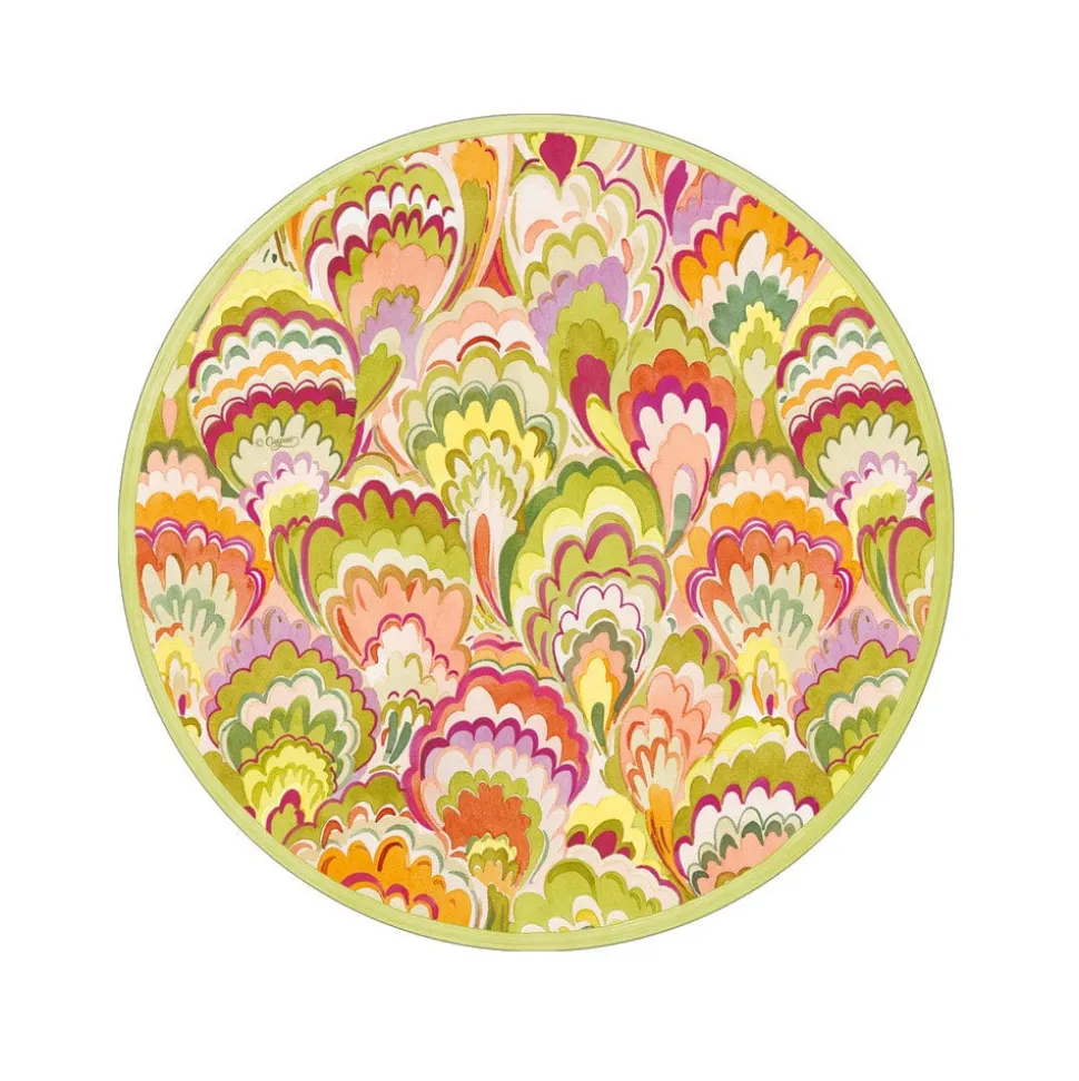 Marbled Ceramica Raspberry & Chartreuse Paper Salad & Dessert Plates - 8 Per Package