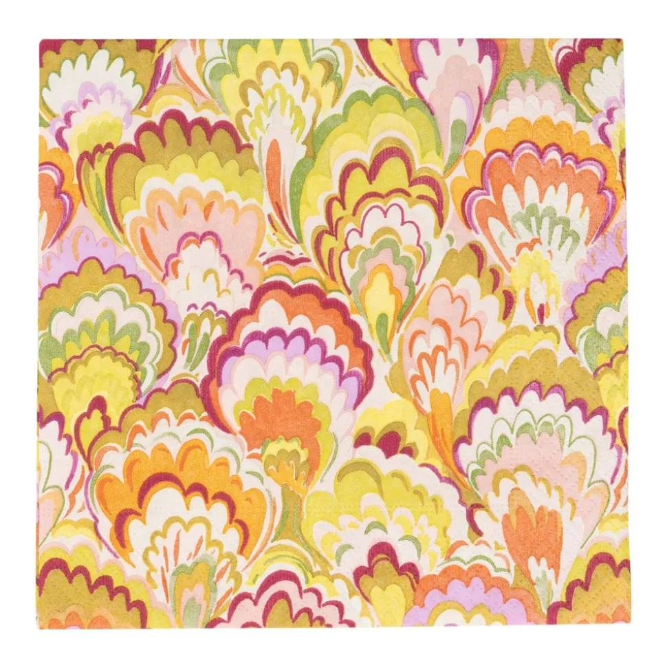Marbled Ceramica Raspberry & Chartreuse Luncheon Napkins - 20 Per Package