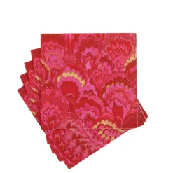 Marbled Ceramica Red & Fuchsia Cocktail Napkin - package of 20