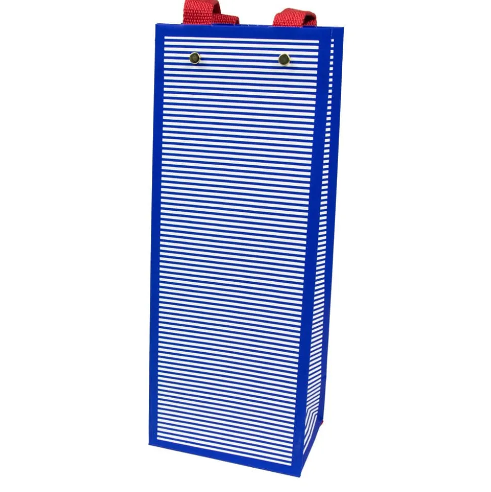 Mini Stripe Navy Wine & Bottle Gift Bags - 1 Each