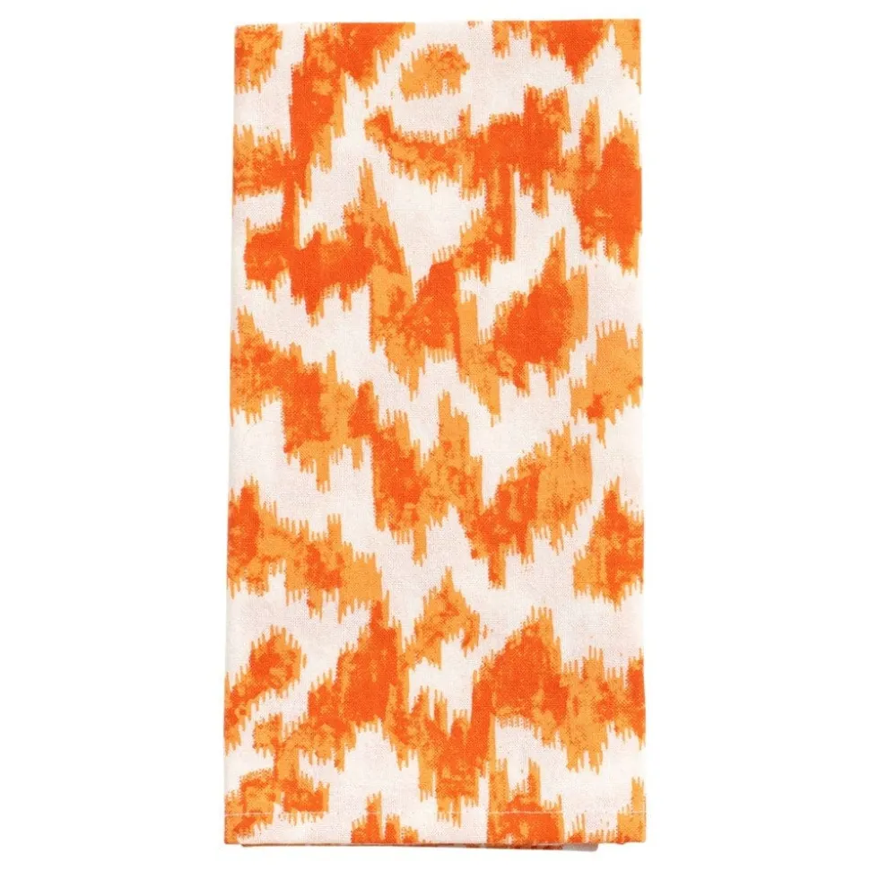 Modern Moiré Cloth Dinner Napkins in Orange - Set of 4, Three Sets