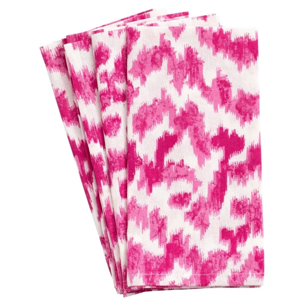 Modern Moiré Cloth Dinner Napkins in Fuchsia - Set of 4