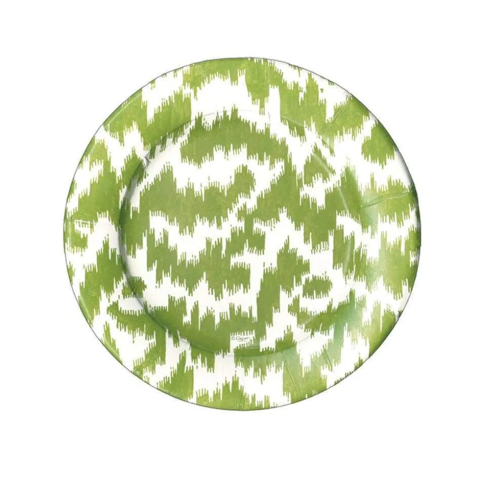 Modern Moiré Paper Salad & Dessert Plates in Green - 8 Per Package