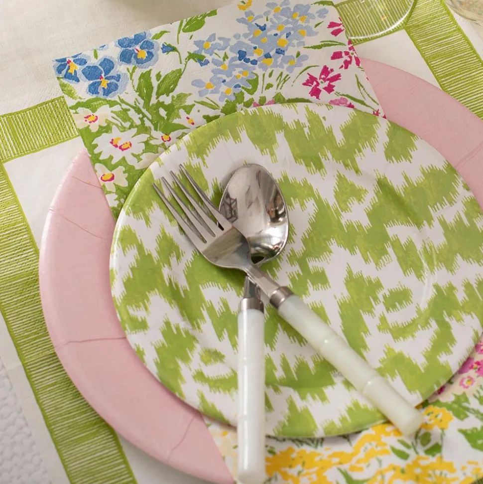 Modern Moiré Paper Salad & Dessert Plates in Green - 8 Per Package