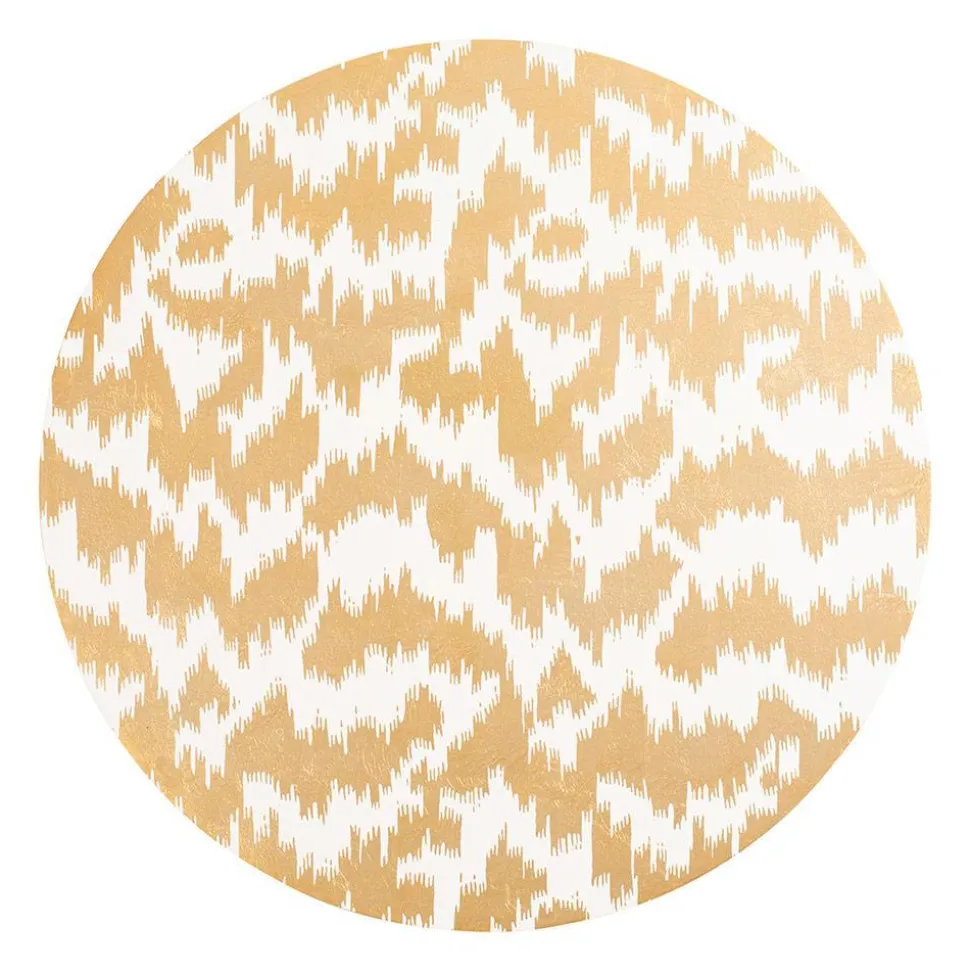 Modern Moiré Round Lacquer Placemat in Gold - 1 Each