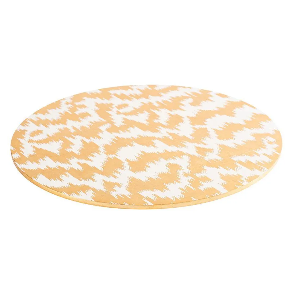 Modern Moiré Round Lacquer Placemat in Gold - 1 Each