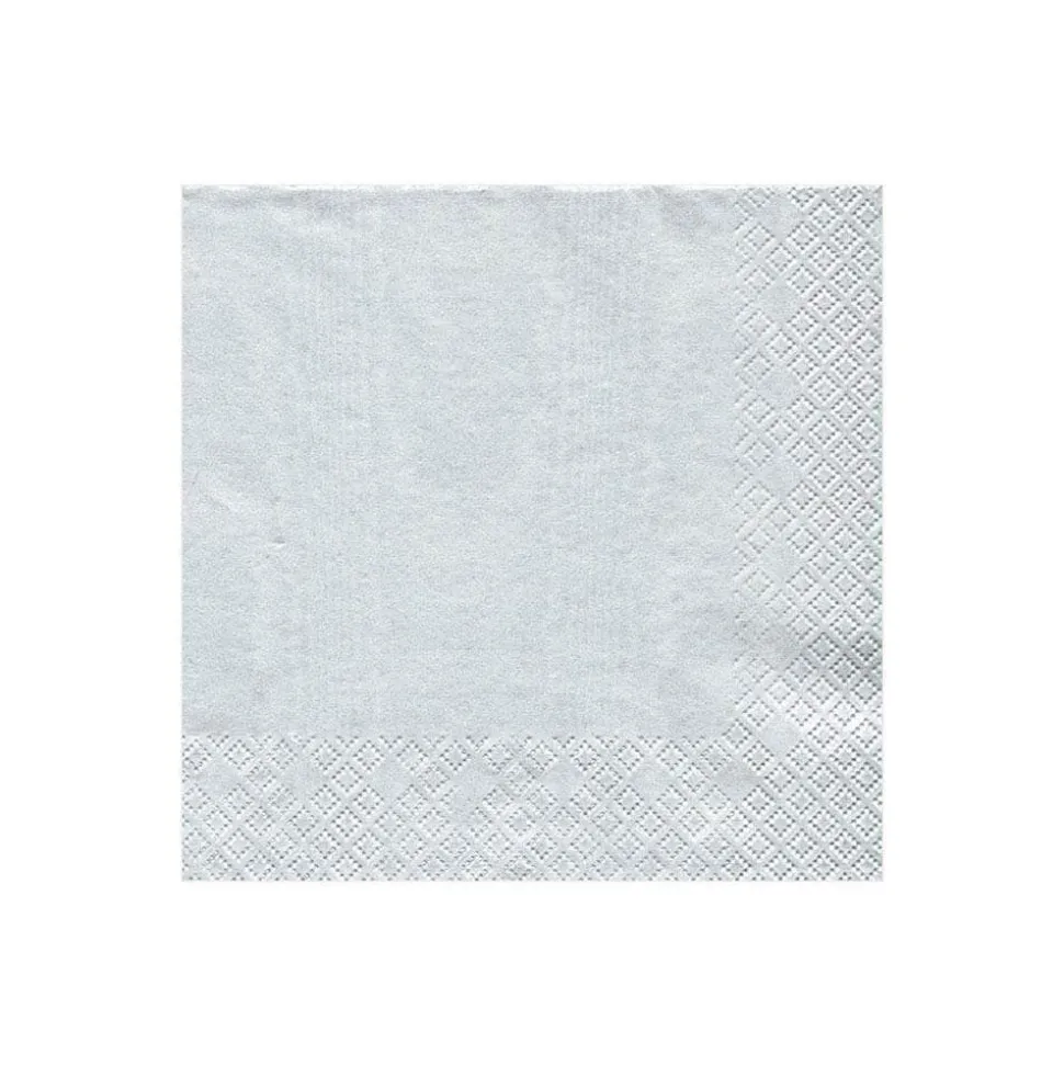 Moiré Paper Cocktail Napkins in Platinum - 20 Per Package