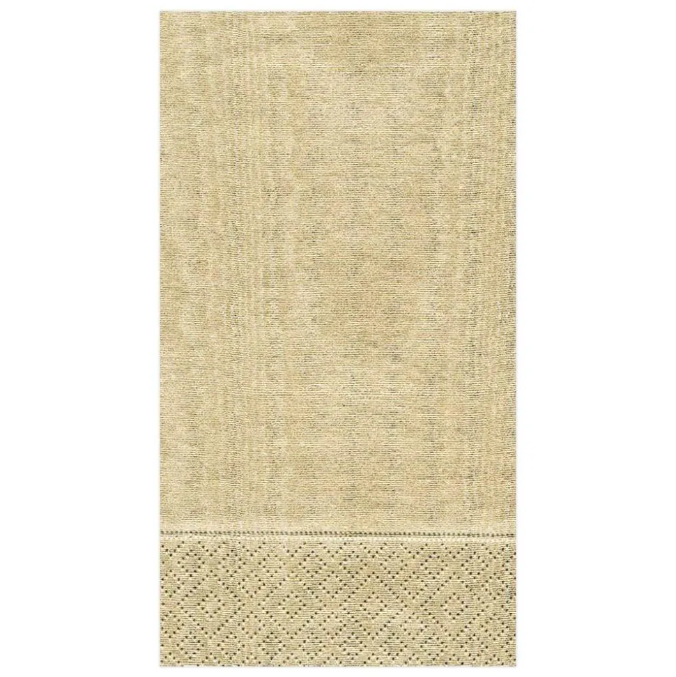 Moiré Paper Guest Towel Napkins in Gold - 15 Per Package