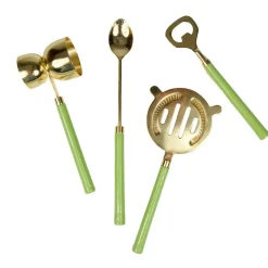 Moss Green & Shiny Brass Bar Tool Sets