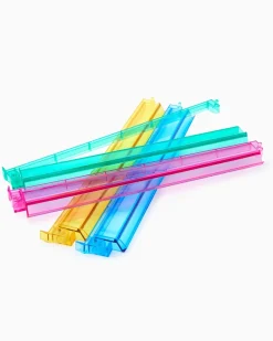 Multicolor Acrylic Mahjong Rack & Pushers - Set of 4