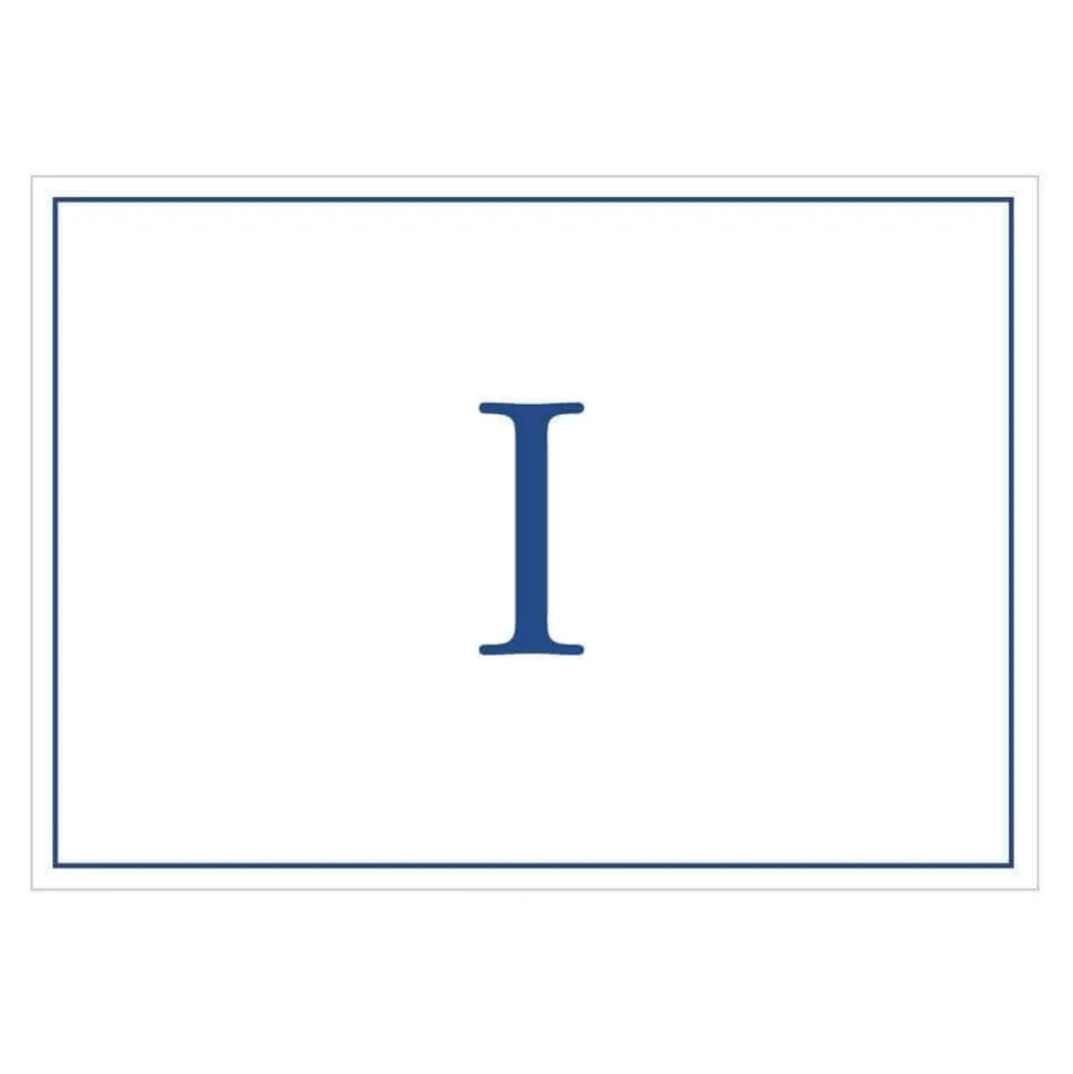 Navy Embossed Single Initial Boxed Note Cards - 8 Note Cards & 8 Envelopes