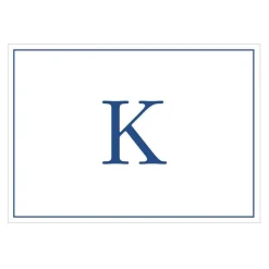 Navy Embossed Single Initial Boxed Note Cards - 8 Note Cards & 8 Envelopes