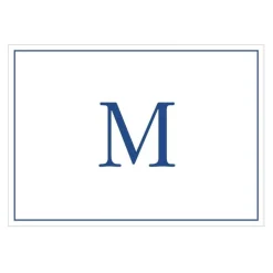 Navy Embossed Single Initial Boxed Note Cards - 8 Note Cards & 8 Envelopes