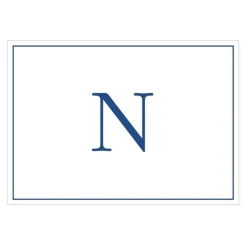 Navy Embossed Single Initial Boxed Note Cards - 8 Note Cards & 8 Envelopes