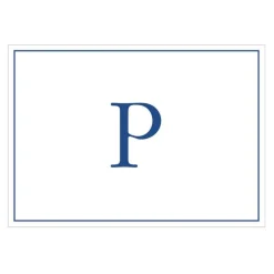 Navy Embossed Single Initial Boxed Note Cards - 8 Note Cards & 8 Envelopes
