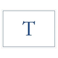 Navy Embossed Single Initial Boxed Note Cards - 8 Note Cards & 8 Envelopes