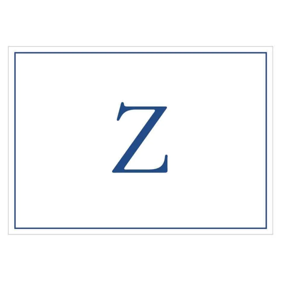 Navy Embossed Single Initial Boxed Note Cards - 8 Note Cards & 8 Envelopes