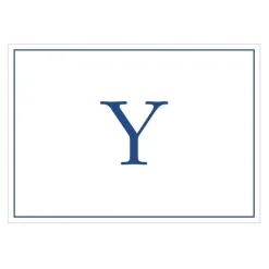 Navy Embossed Single Initial Boxed Note Cards - 8 Note Cards & 8 Envelopes