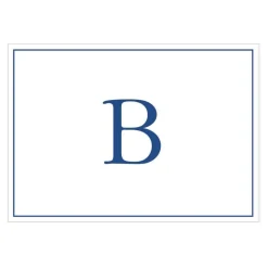 Navy Embossed Single Initial Boxed Note Cards - 8 Note Cards & 8 Envelopes