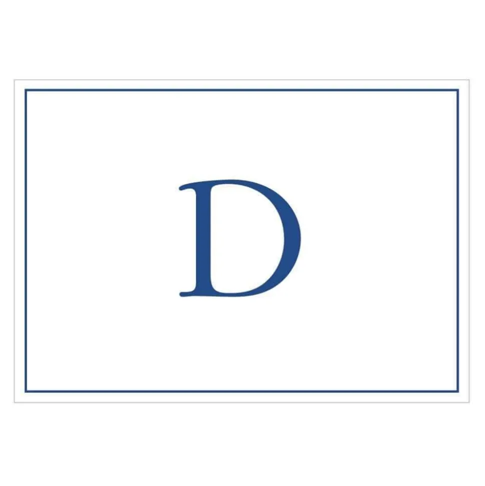 Navy Embossed Single Initial Boxed Note Cards - 8 Note Cards & 8 Envelopes