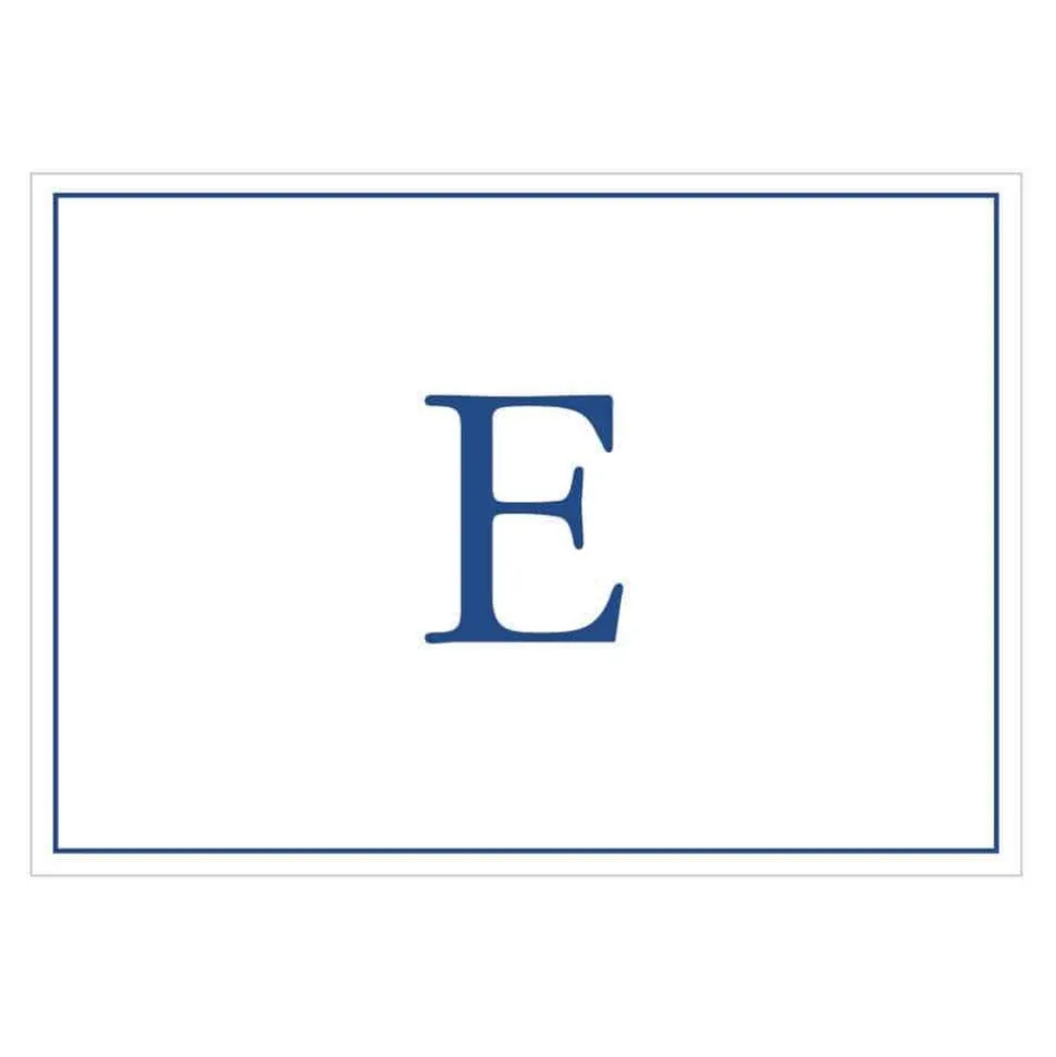 Navy Embossed Single Initial Boxed Note Cards - 8 Note Cards & 8 Envelopes