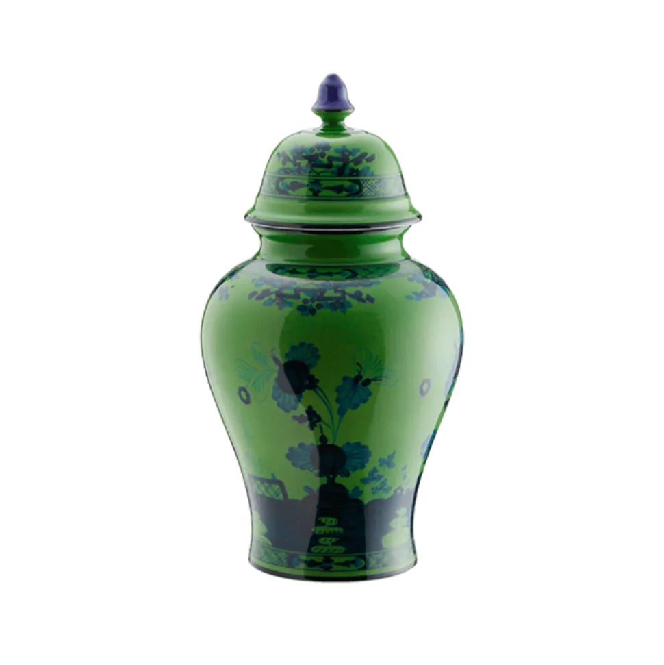 Oriente Italiano Potiche Vase in Malachite 15" - 1 Each