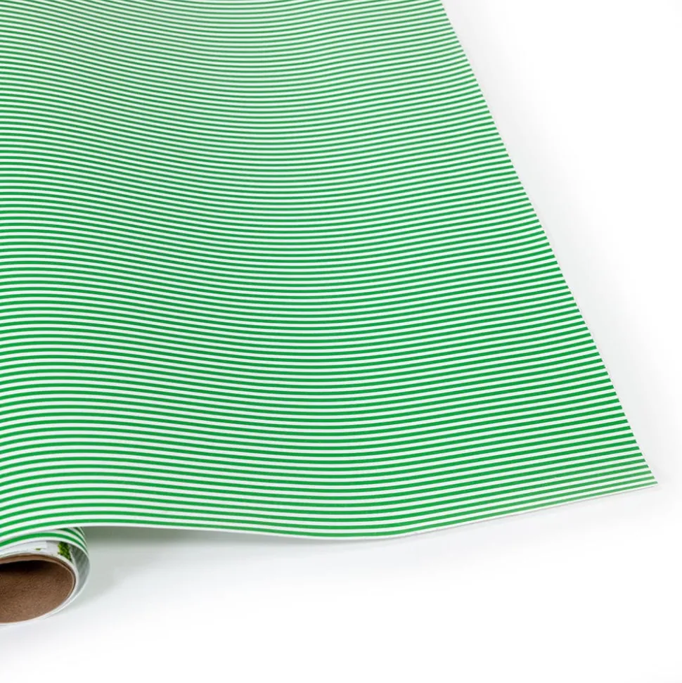 Oxford Stripe Green Gift Wrap - One 30" x 8' Roll