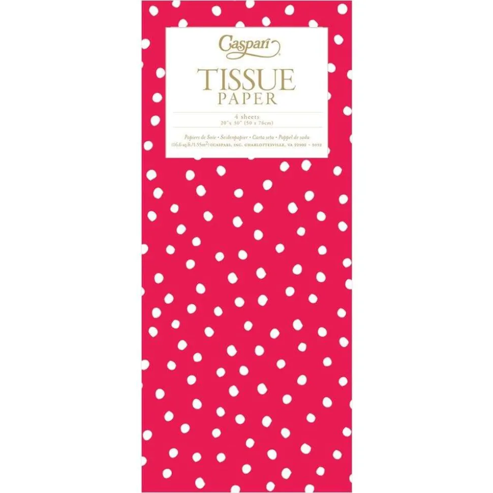 Painted Dots Tissue Paper in Red - 4 Sheets Included