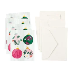 Painted Ornaments Gift Enclosure Cards - 4 Mini Cards & 4 Envelopes