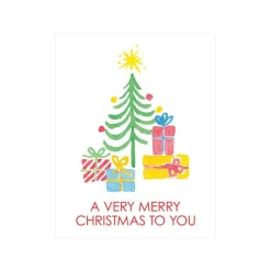 Painted Trees and Gifts Enclosure Cards - 4 Mini Cards & 4 Envelopes