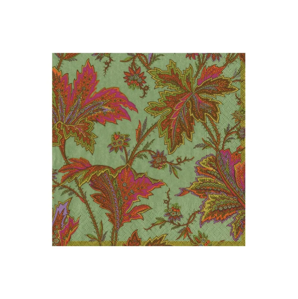 Paisley Leaves Sage Green Boxed Cocktail Napkins - includes 12 Boxed Cocktail Napkins