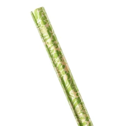 Palazzo Foil Metallic Gift Wrapping Paper in Green & Gold - 30" x 6' Roll
