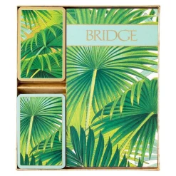 Palm Fronds Bridge Gift Set - 2 Playing Card Decks & 2 Score Pads