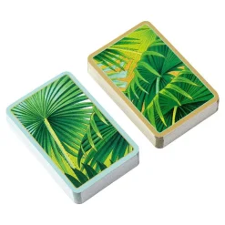 Palm Fronds Bridge Gift Set - 2 Playing Card Decks & 2 Score Pads