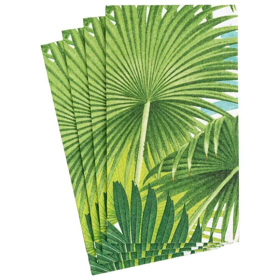 Palm Fronds Paper Guest Towel Napkins in White - 15 Per Package